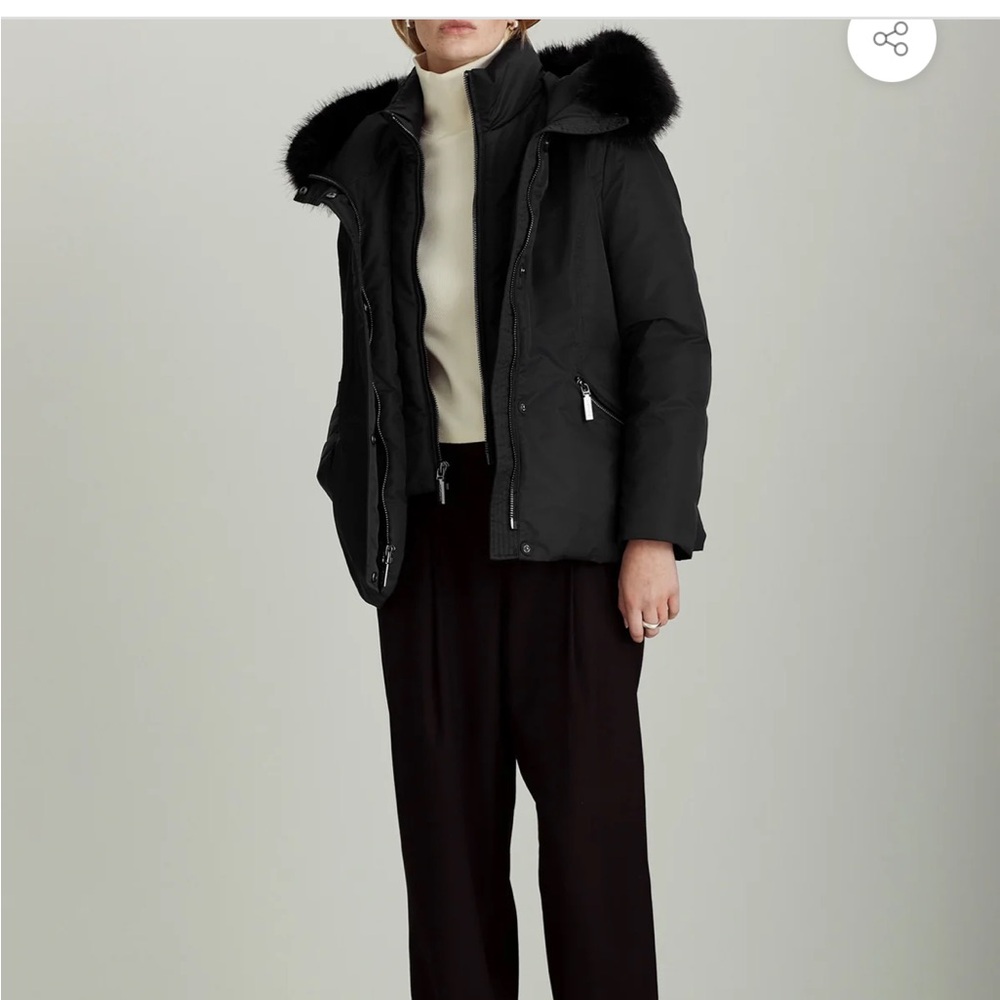 Around town or ski mountain luxury Dawn Levy Jacket in black. New with tag